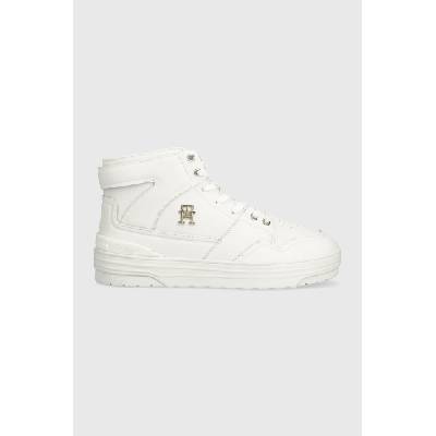 Кожени маратонки Tommy Hilfiger TH BASKET SNEAKER HI в бяло FW0FW07757 (FW0FW07757)