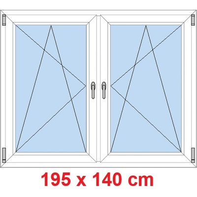 Soft Dvoukřídlé plastové okno 195x140 cm OS+OS se sloupkem Bílá