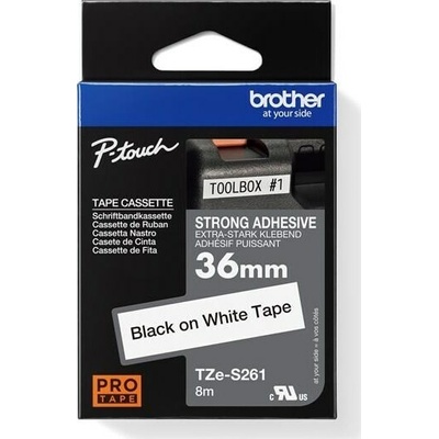 Páska BROTHER TZS261 Black On White Adhesive Tape