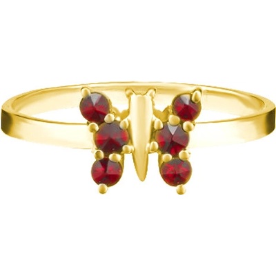 Český granát pozlacený prsten stříbrný 120962Z