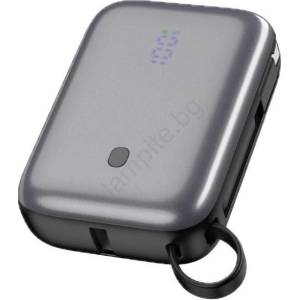 Platinet Power Bank 10000 mAh 20W PD с вграден USB-C кабел 1м, черен (PL0604)