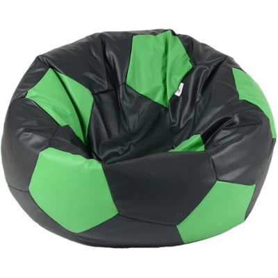 Pufrelax Пуф, топка 400л. Telstar XL - Black & Green, Еко кожа, Пълнеж от Полистиролни перли (PUF-G-TXL-PVC-BLGR)