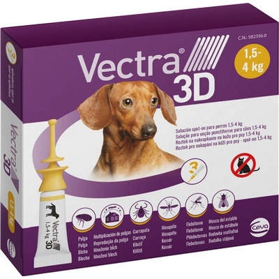 Vectra 3D dog XS pipety proti blchám a kliešťom pre psy od 1,5-4kg