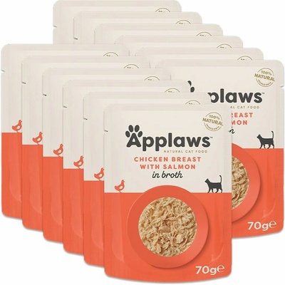 Applaws s kuřecími prsy a lososem v vývaru 12 x 70 g