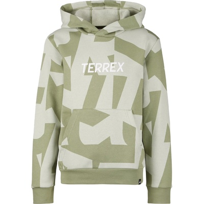 adidas Terrex Детски суичър adidas Terrex Kid's MT AOP Logo Hoodie - Halo Green / Tent Green - размер 128 (EU) (704-5877-0212)