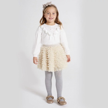 MAYORAL Тюлена пола на волани в цвят шампанско с блестящ ластик Майорал