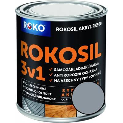 Rokosil 3v1 akryl RK 300 1010 šedá pastelová 0,6L
