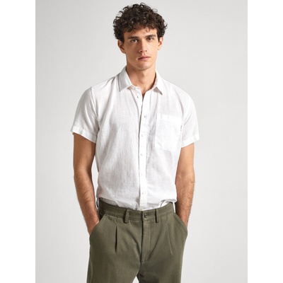 Pepe Jeans Бяла мъжка ленена риза с къс ръкав Pepe Jeans Pepe Jeans | Byal | МЪЖЕ | L