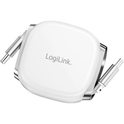 LogiLink USB 2.0 Type-C кабел, C/M - C/M, удължаващ се, 480 Mbps, 60W, бял, 1 м