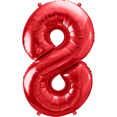 PartyDeco Fóliové číslo 8 červené 86 cm