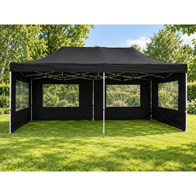 Garthen PROFI 2267 Záhradný párty stan 3x6 m čierny nožnicový