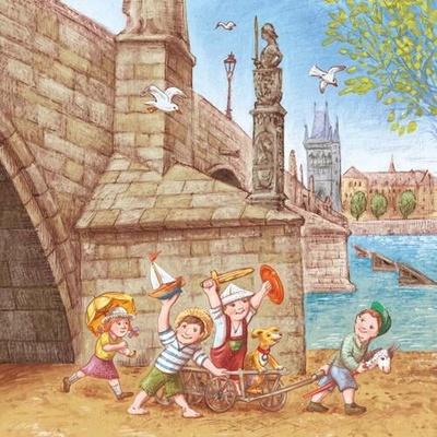 Pohlednice Karlův most Praha – děti 15×15 cm