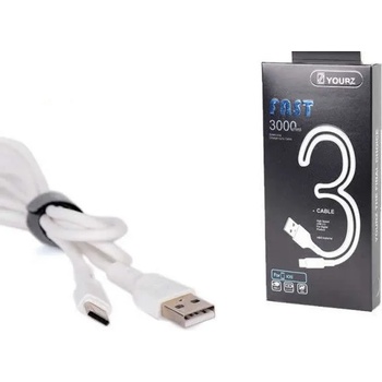 Image 1 of Royal Кабел Royal YOURZ-168/3 0468, от USB Type A(м) към USB Type C(м) 3m, бял (21015045)