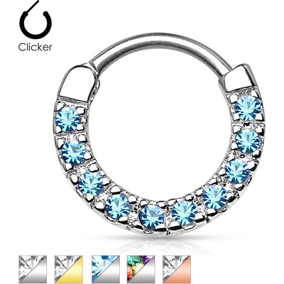 Šperky eshop ocelový piercing do nosu zirkony čiré barvy W27.20 Měděná čirá