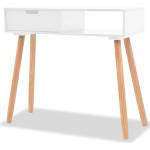 vidaXL Конзолна маса, иглолистна дървесина масив, 80x30x72 cм, бяла (244737)