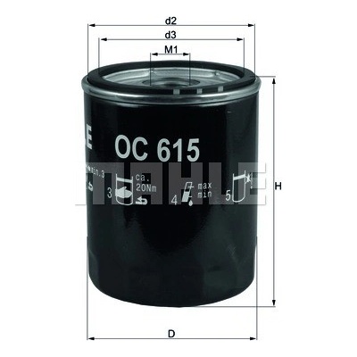Olejový filter MAHLE ORIGINAL OC 615 (OC615)