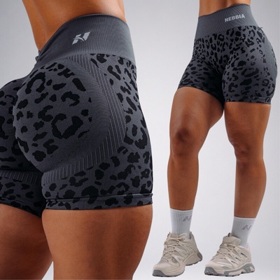 Kompresné push-up šortky s leopardím vzorom PRIMAL 856 Black leopard