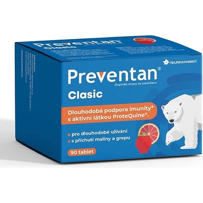 Preventan Clasic s příchutí maliny a grepu 90 tabliet