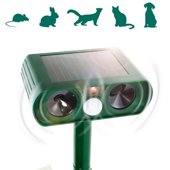 Gardigo Германия Соларен електронен ултразвуков уред против кучета, котки, мишки, белки и други диви животни до 9 м (60064-1-10)