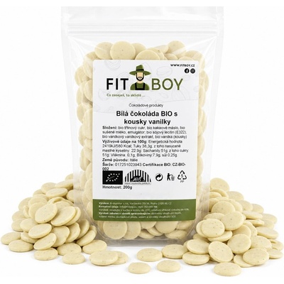 Fitboy BIO Bílá s kousky vanilky 200 g