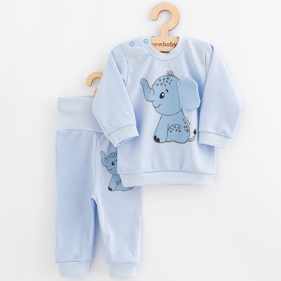 New Baby Kojenecká souprava tričko a tepláčky Happy Elephant blue – Zboží Mobilmania