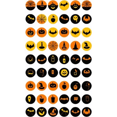 Sugar Stamp Pusinky předtištěné předlohy Halloween Předtištěný arch č.5 Halloween 1, pr 1,6 cm