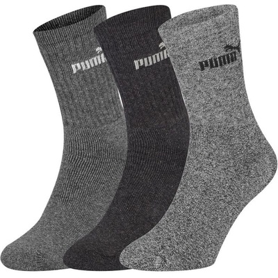 Puma 3 Pack Crew Socks Mens Anthracite/Grey