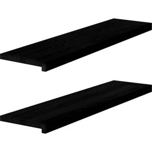 vidaXL Прозоречни первази, 2 бр, кафяво-черни, 100x25x2 см, дъб масив (4009184)