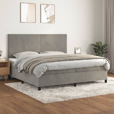 Petrashop 3142923 boxspring postel s matrací světle šedá samet