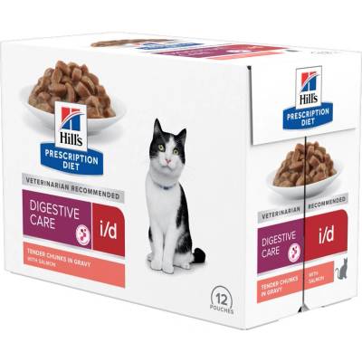 Hill's Hill s Prescription Diet i/d Грижа за храносмилането пакет за котки сьомга 12 x 85 г