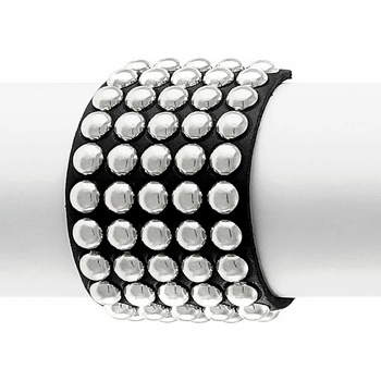 Image 1 of Leather & steel fashion Гривна black snake round rivets 5 rows - lsf1 92