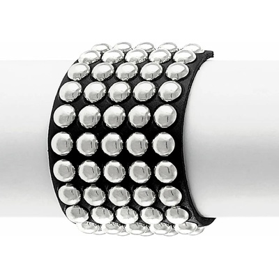Leather & steel fashion Гривна black snake round rivets 5 rows - lsf1 92