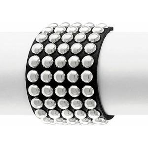 Leather & steel fashion Гривна black snake round rivets 5 rows - lsf1 92
