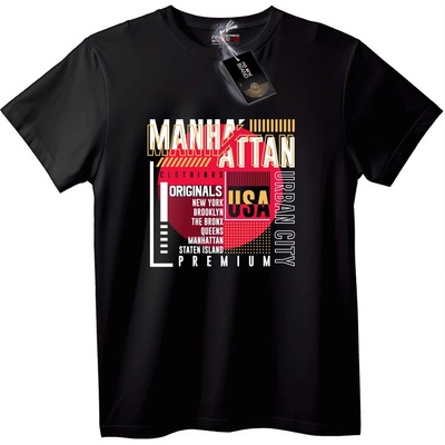 NOONEBRAND Тениска Manhattan Градска - 7XL, Black