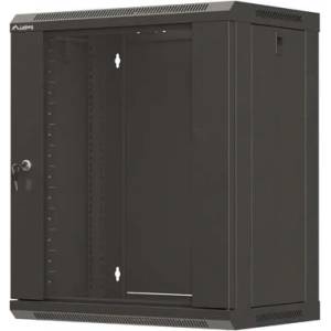 Lanberg Rack Cabinet, 19" wall-mount 12U/540x350 (flat pack) with glass door, Black (WF03-5312-10B) - TechnoGear