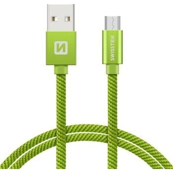 Swissten 71522307 USB / Micro USB, textile, 2m, zelený