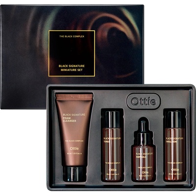 Ottie Black Signature Комплект - Тонер, Емулсия, Почистваща пяна и Ампула, 3 х 30 + 15 ml