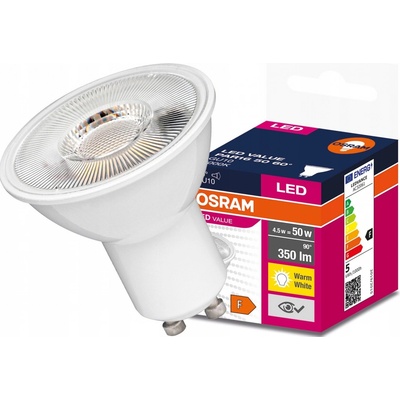 Osram LED žiarovka GU10 4,5W 50W 350lm 3000K Warm 60° Value