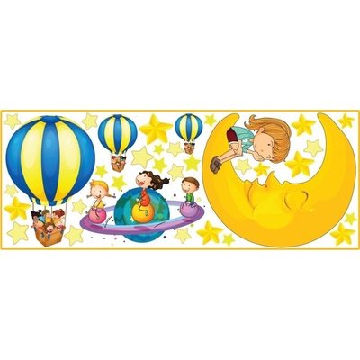 Samolepka Měsíc a balóny 50 x 130 cm