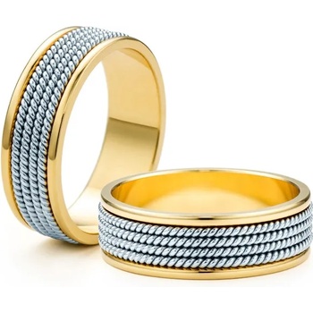 Image 1 of SAVICKI Сватбени халки: двуцветно злато, плоски. 6 мм