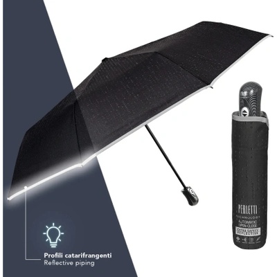 Мъжки автоматичен Open-Close чадър Perletti Technology 21825, Черен/Binary code