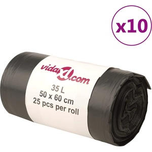 vidaXL Торбички за боклук 250 бр черни 35 л (155338)