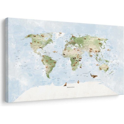 Obraz světová mapa se zvířaty - 40x30