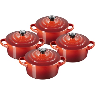 Le Creuset Съдове за печене и сервиране Mini Cocotte 250 мл черешови 4 бр (79212100600100)