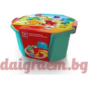 Hape Дървен влак в кутия Динозаври, 27 части, hape e3828 (h3828)