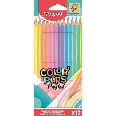 Maped Комплект цветни моливи, триъгълни, MAPED "ColorPeps Pastel", 12 различни пастелни цвята 832069FC (832069FC)