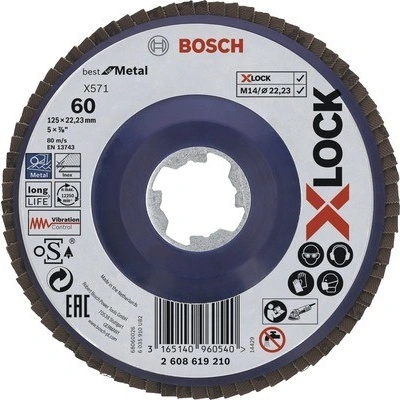 Lamelový brúsny kotúč Bosch X-LOCK Faecherscheibe BfM 125mm K60