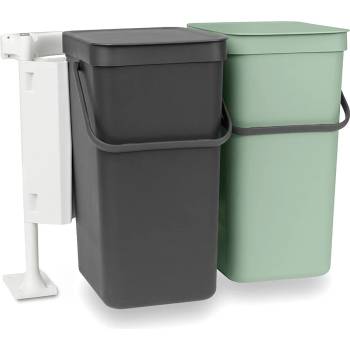 Brabantia Кош за смет за разделно събиране Brabantia Sort&Go 2x16L, Dark Grey & Jade Green (1005518)