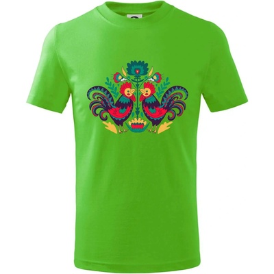 Folklor Slepice barevné Tričko dětské bavlněné Apple Green