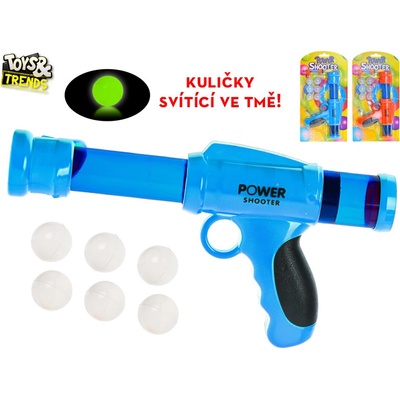 Toys&Trends pištoľ 26 cm na guličky svietiace v tme 6 ks - mix farieb (modrá, oranžová)